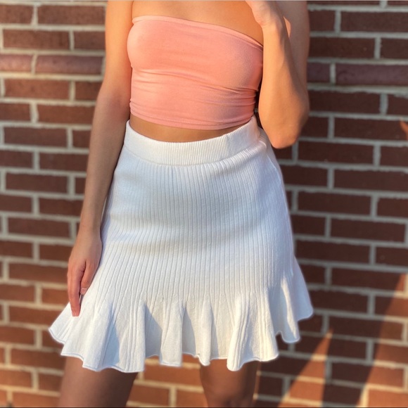 Dresses & Skirts - Cream Knit Ribbed Tennis Skirt